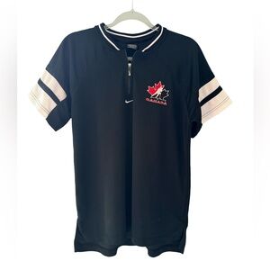 Team Canada Ice Hockey Nike Embroidered Pullover Zip Shirt  Women’s XL Black